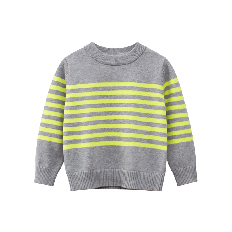 Demi-season children's knitted sweater for boys with a round collar