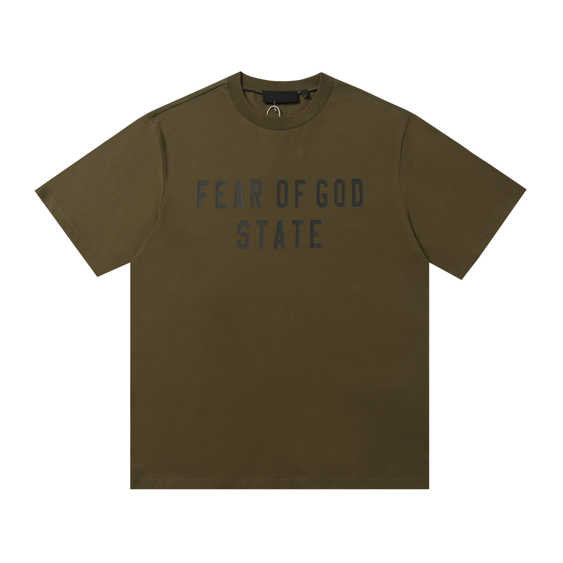 Una pieza de la marca de moda FOG de doble línea ESSENTIALS letra con lema impreso camiseta de manga corta para hombres y mujeres media manga en la calle
