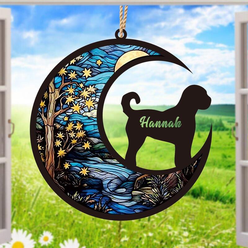 DIY Double-Layer Personalized Moon-Themed Dog and Cat Window Hanging Commemorative Gift Halloween Christmas Decoration