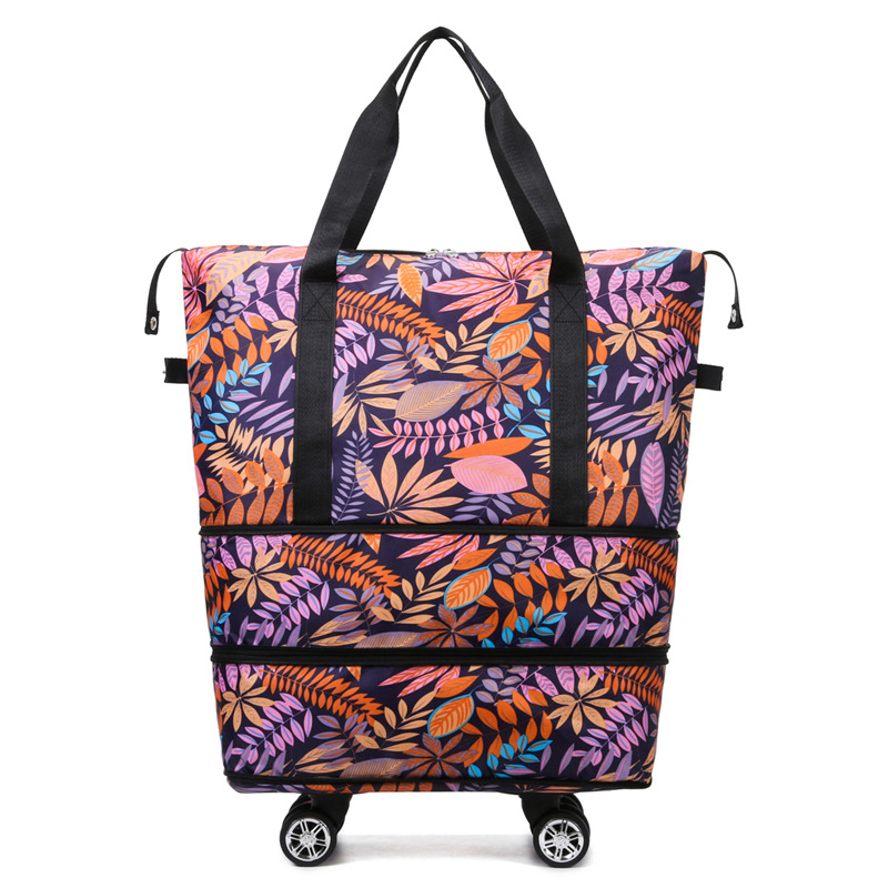 Bolsa de viaje de expansión de doble capa con rueda universal de separación en seco y húmedo de gran capacidad, bolsa de equipaje de mano, bolsa de deporte y fitness