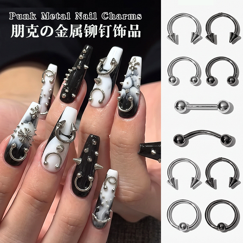 Cross-Border Popular Nail Art Rivet Accessories, European and American Style Metal Studs, Alloy White K Gun Black Nail Decorations