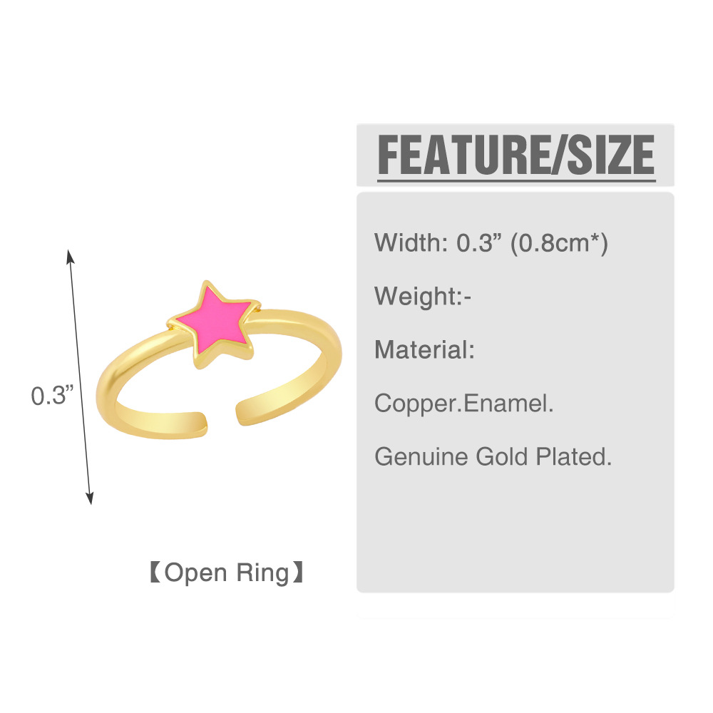 Europäischer Und Amerikanischer Grenzüberschreitender Stern Fünfzackiger Sternring Modetrend Design Sinn Offener Indexring display picture 12