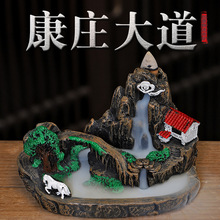 跨境外贸亚马逊树脂大号复古倒流香炉创意玄关摆件假山造景观赏炉