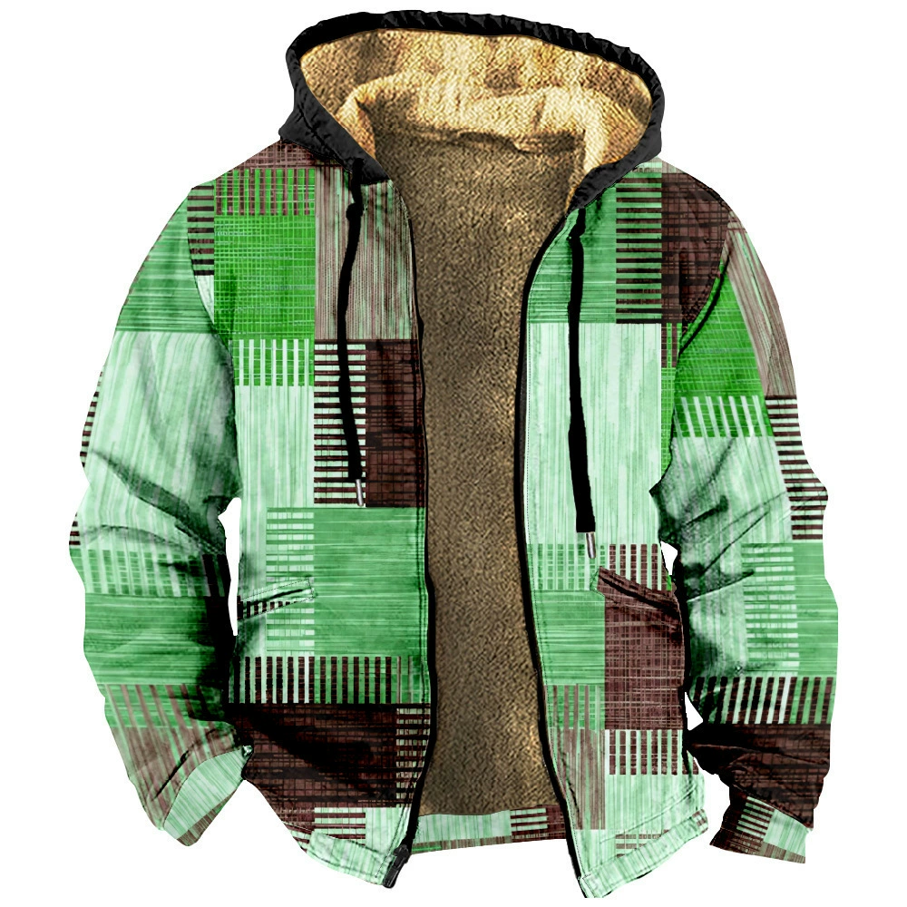 Multicoloured hoody, down jacket, European style, 3D