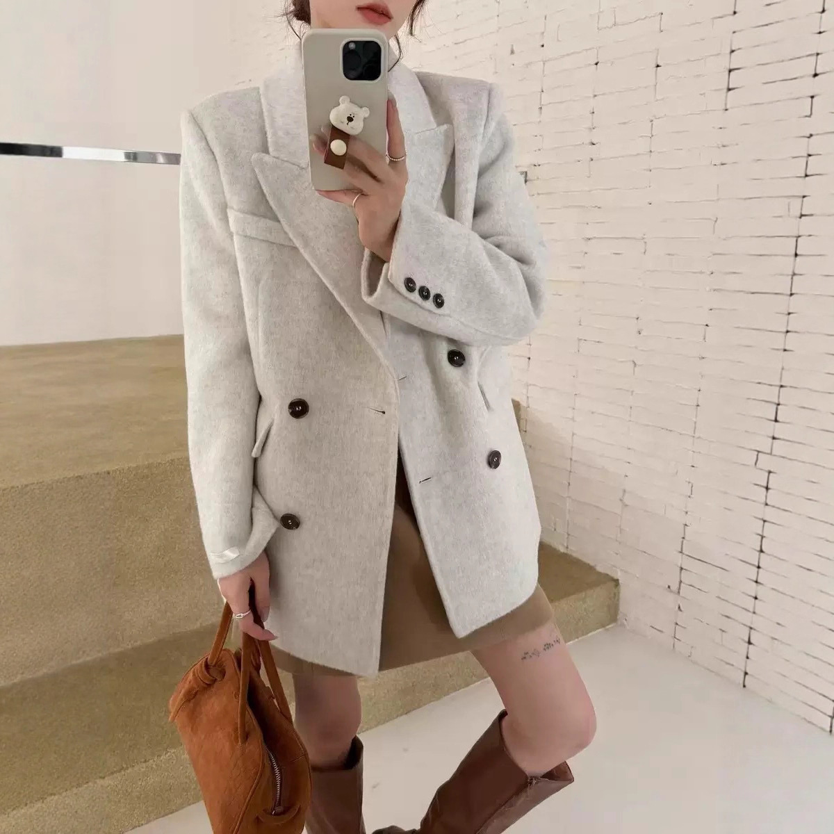 Suit Korea Dongdaemun 2025 Autumn and Winter New Double-Sided Wool Outwear for Women Small Classic Versatile Outwear for Women