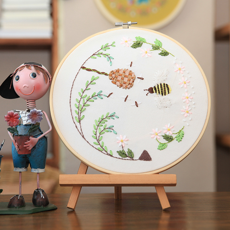 Hecho a mano de los niños DIY pintura bordado material paquete decoración Lu bordado su bordado europeo hojas Cruz puntada Kit