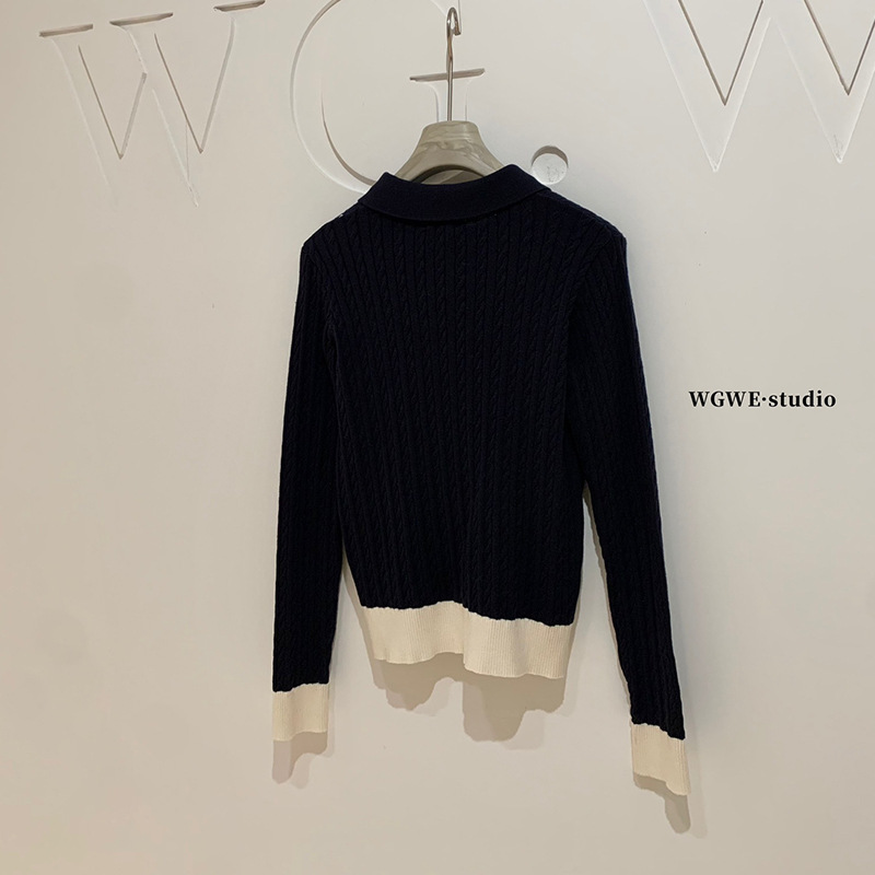 WGWE7145美式复古简约百搭休闲纯色毛织圆领毛衫|undefined