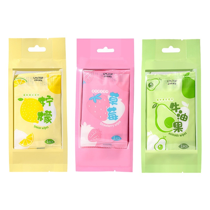 LMLTOP suave limpieza toallitas 10 unidades aguacate limón sabor bolsa portátil toallitas SY910