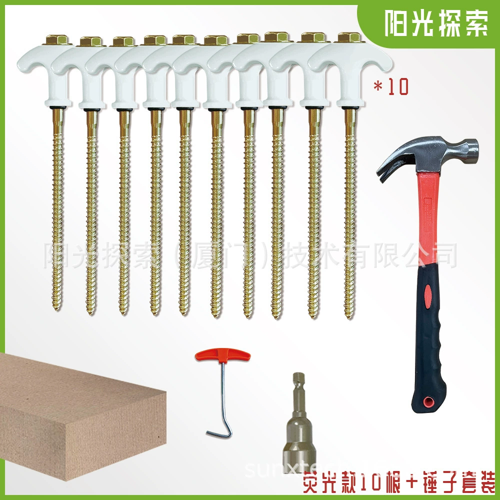 Шестигранный спиральный флуоресцентный гвоздь T-образный ручный шатный гвоздь из углеродистой стали гвоздь 13 мм для кемпинга навес