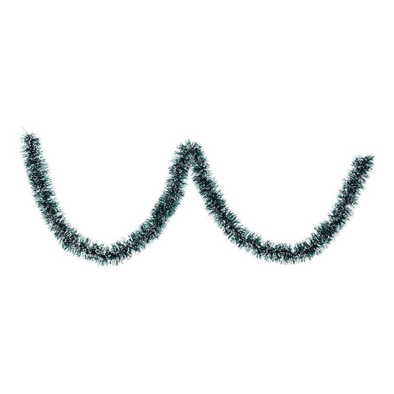 Cinta navideña de 2 metros de color verde oscuro con borde blanco, decoración navideña verde con borde de copo de nieve, 2m de guirnalda navideña.