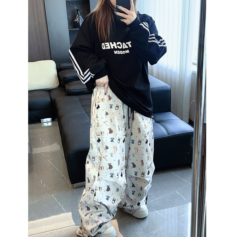 Ice Degree Unisex Oversized Cat and Dog Print Ski Pants Waterproof Fleece Lined Warm Freestyle Snow Pants