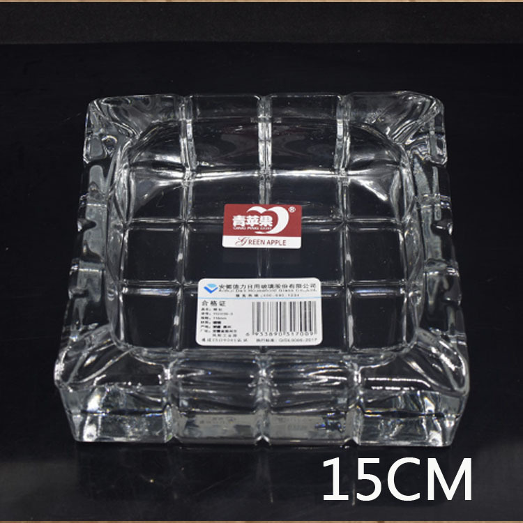 Manzana verde transparente diamante cigarrillos cenicero KTV hotel casero cuadrado cenicero de vidrio redondo al por mayor
