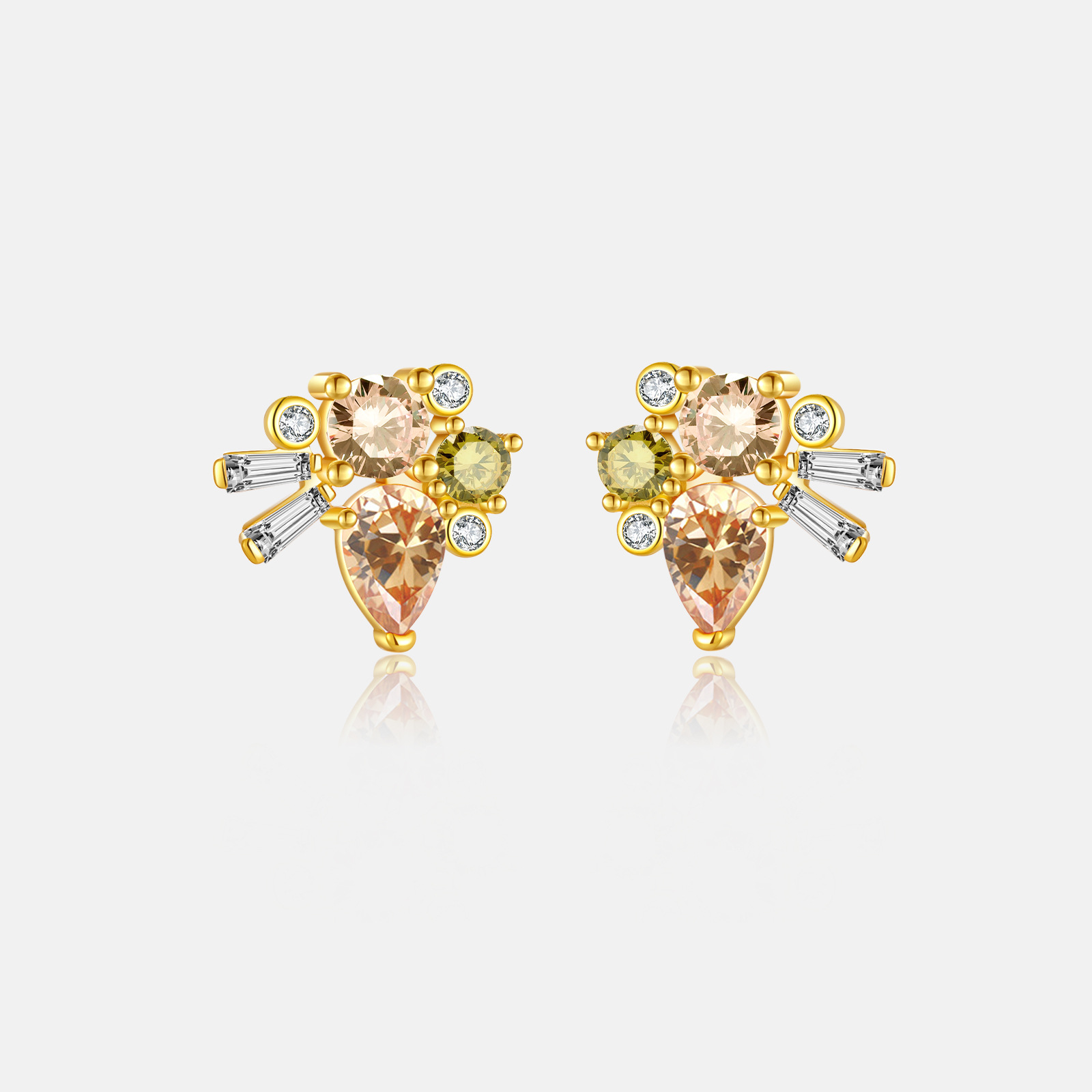 Simple Style, Shiny Style 1 Pair 925 Sterling Silver Zircon Geometric Water Droplets Ear Studs