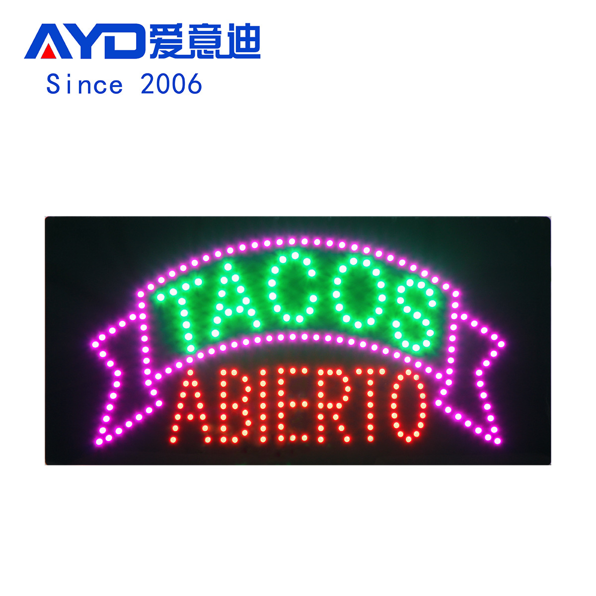 出口货源LED广告牌灯箱高亮标识牌LED TACOS ABIRTO SIGN 24x48cm