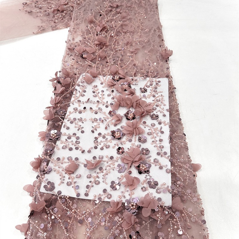 Flor de moda pegatinas tubo de perlas sequin tejido bordado vestido de novia vestido de moda vestido de tela pequeña tela de aire fresco image 5