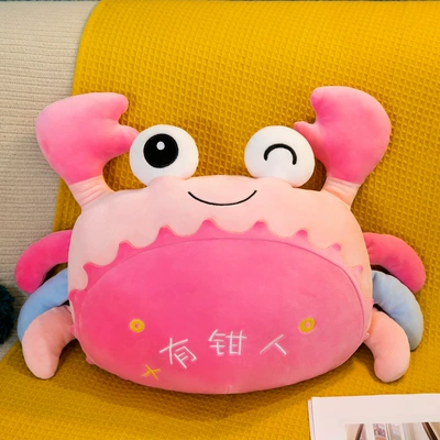 Hairy Crab Crab Doll with Tongs Crab Plush Doll Toy Cushion Girls Sleeping Gift Can Be Printed (Oyuncaq yastıqlar) - pink-25cm