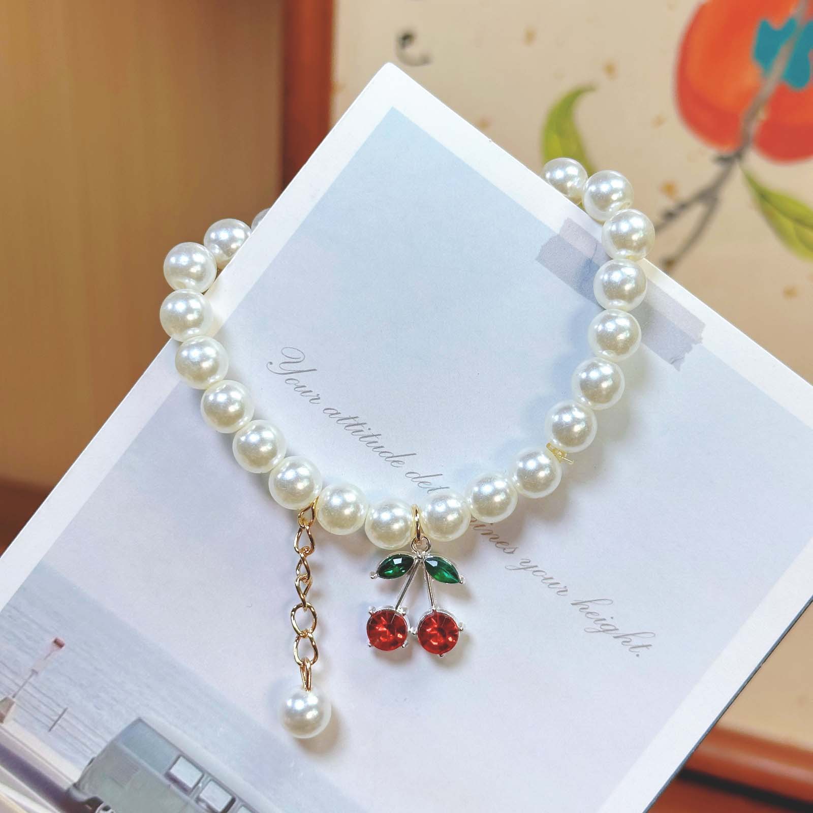 Trendy Imitation Pearl Bracelet for Women, Student Best Friend Beaded Rhinestone Jewelry, Wholesale Accessories for Scenic Spots