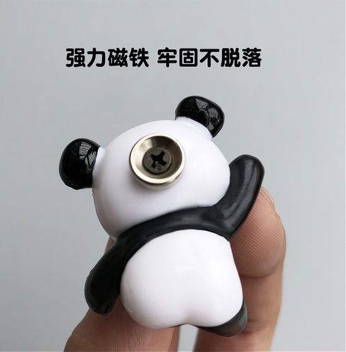 Eight creative cartoon panda refrigerator magnets, PVC three-dimensional magnetic magnets, home decoration blackboard message refrigerator magnets