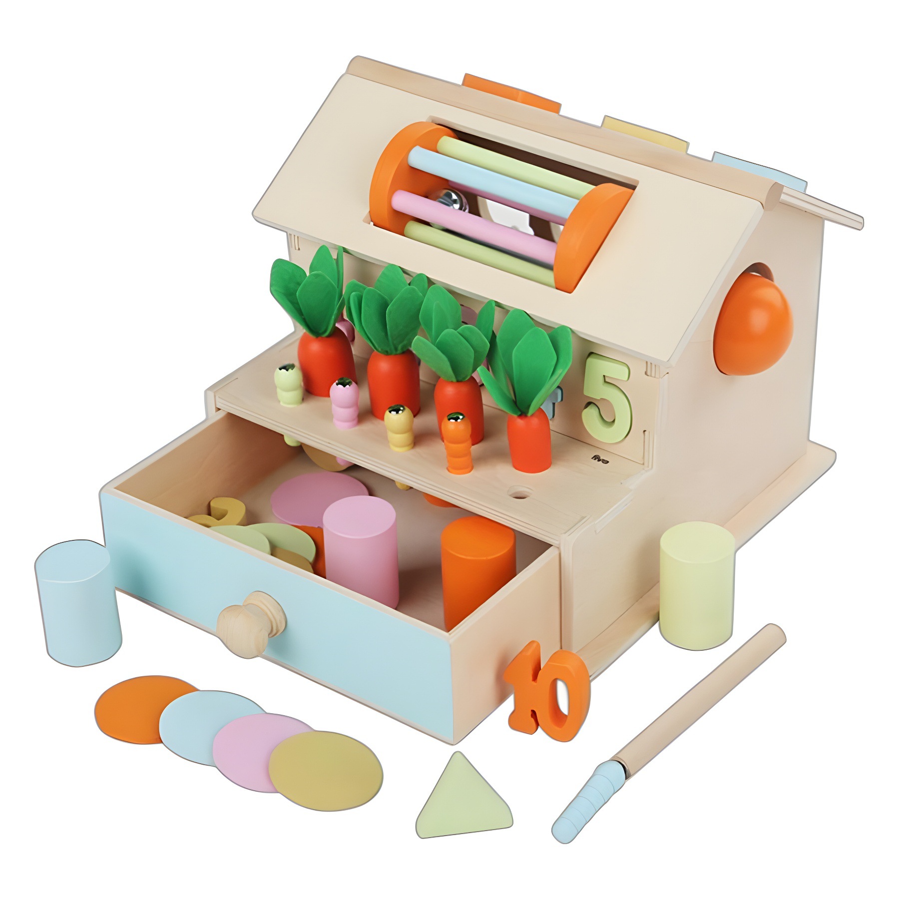 Forma multifuncional de madera casa de inteligencia digital para niños inteligencia mano ojo coordinación cognitiva educación temprana puzzle juguete de construcción de bloques