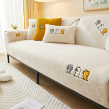 跨境猫爪羊羔绒沙发垫冬季加厚防滑冬款毛绒皮跨境坐垫子沙发套罩