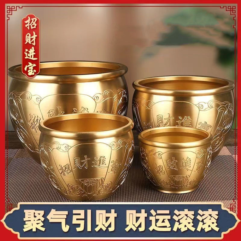 厂家批发铜缸摆件百福铜缸招财缸摆件家居桌面装饰工艺品摆件批发