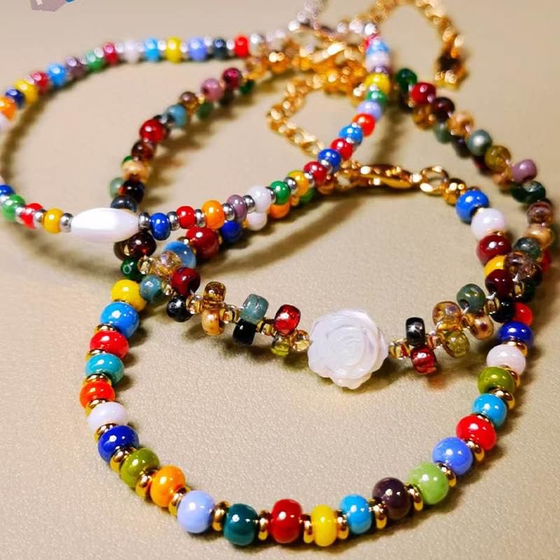 Checo Baosha importación de perlas de arroz transparentes multicolores hechas a mano DIY accesorios de brazalete perlas de vidrio sueltas