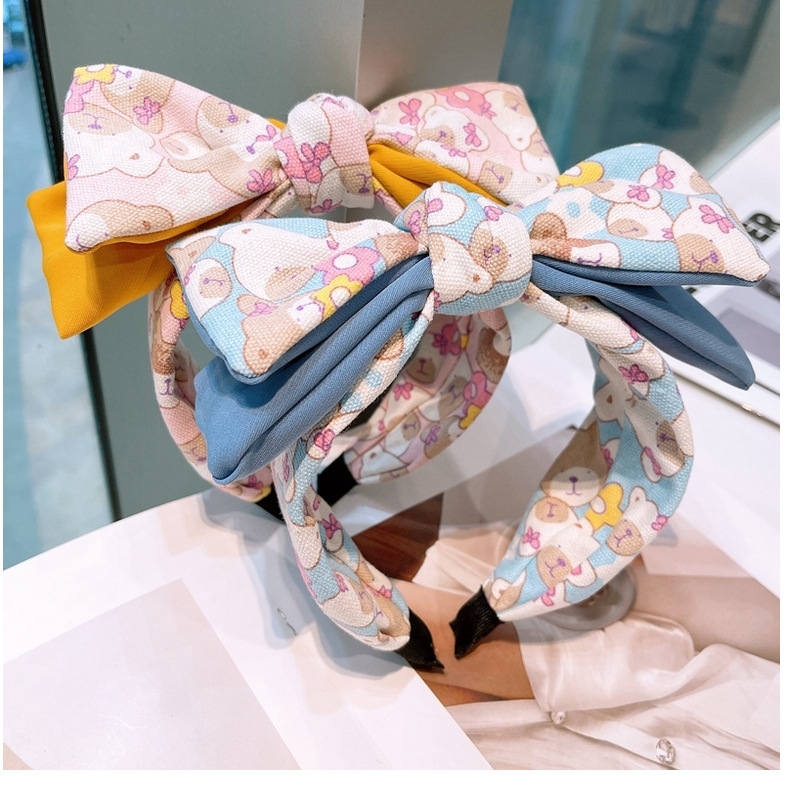 Korea Bear Color Matching Bow Hair Band display picture 10