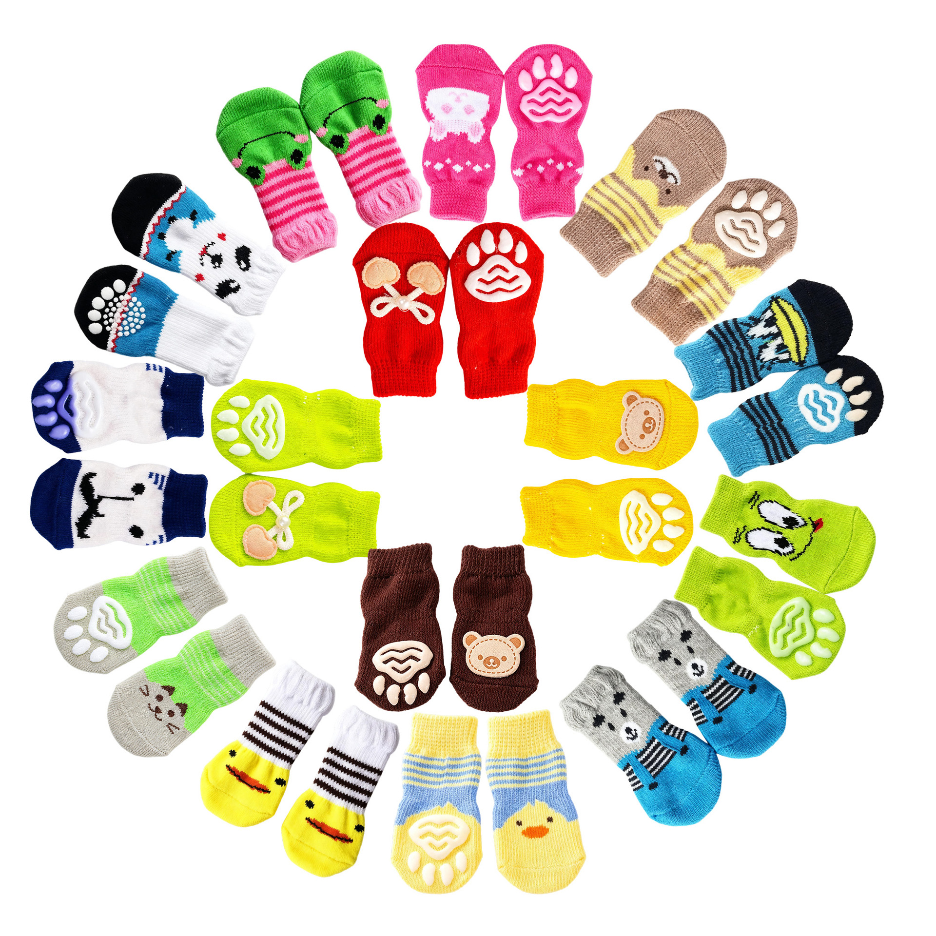 Pet Socks, Cat and Dog Foot Covers, Indoor Non-Slip Bottom Dog Socks, Teddy Dog, Corgi Cat Supplies, 4-Pack