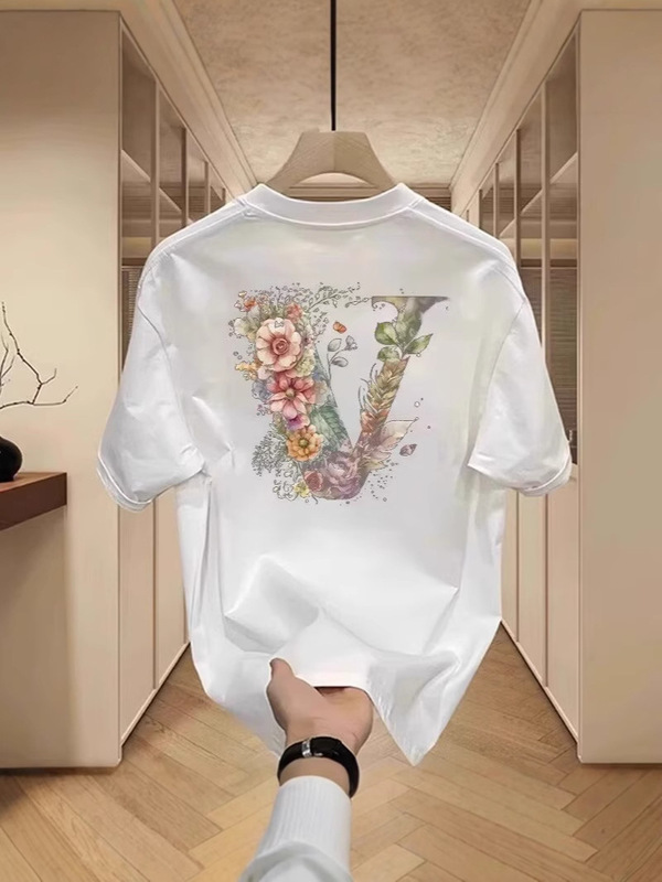 高級ファッション半袖tシャツ男性2025年夏の新型ゆるいカジュアル服男性用丸襟tシャツ|undefined