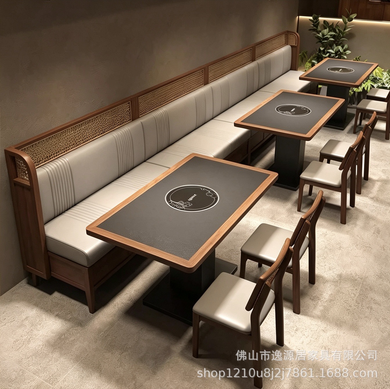 山野风实木桌椅餐桌火烧石烧烤烤肉火锅店餐厅湘菜馆茶楼饭店商用