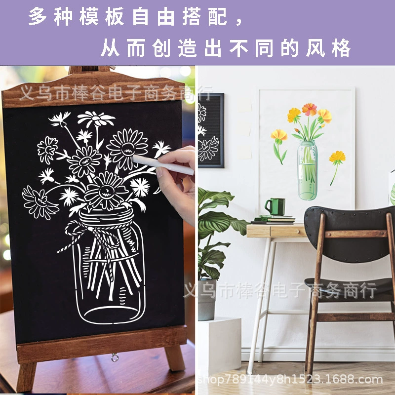 Retro template, inkjet painted decorations