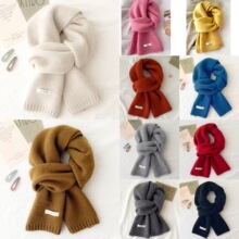 高品质100%纯羊毛围巾女冬季保暖简约针织百搭韩版纯色围脖情侣款