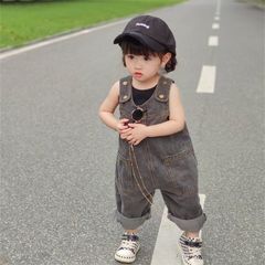Summer girls' denim overalls, baby stylish children's personalized trendy brand Korean-style fashionable internet-famous thin one-piece pants