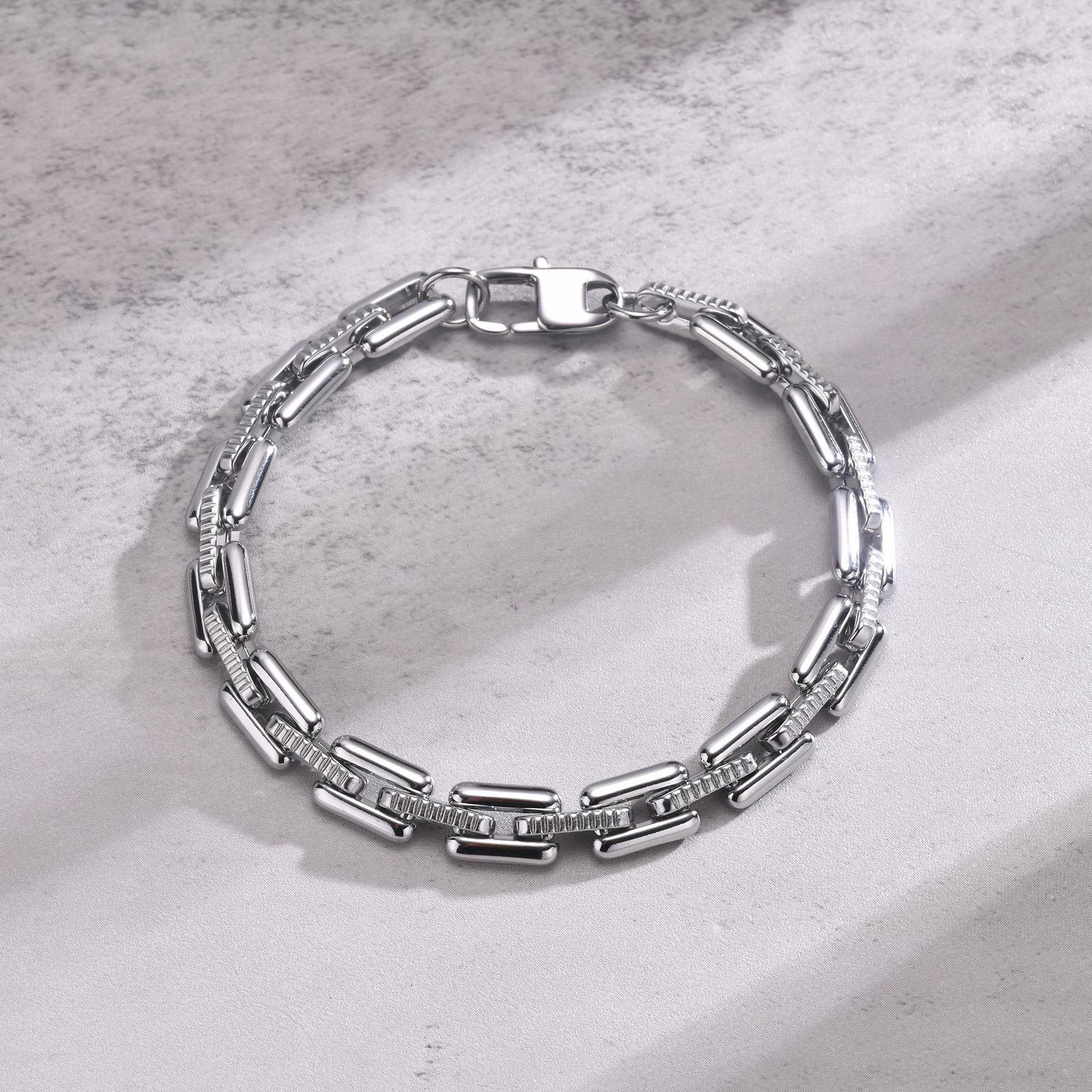 33g Weight Bracelets Classification Stainless Steel Chain Material 1 Piece Quantity Daily Occasion Stainless Steel Material Solid Color Pattern All Seasons Season Men's Gender Polishing Design Casual, Hip-Hop Style Casual Hip-Hop Solid Color Stainless Steel Polishing Men's Bracelets Men's Chain Bracelets 8