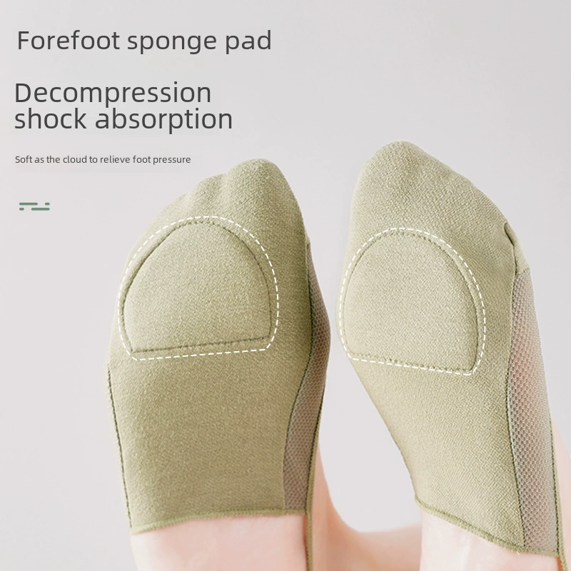 Shoes with mesh high heels, spring summer thin sponge invisible non-slip socks, lifting effect