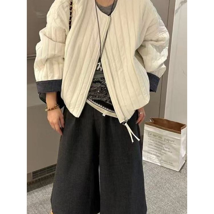 欧洲站2025年秋冬小个子宽松休闲长袖圆领轻薄棉衣外套女短款上衣|undefined