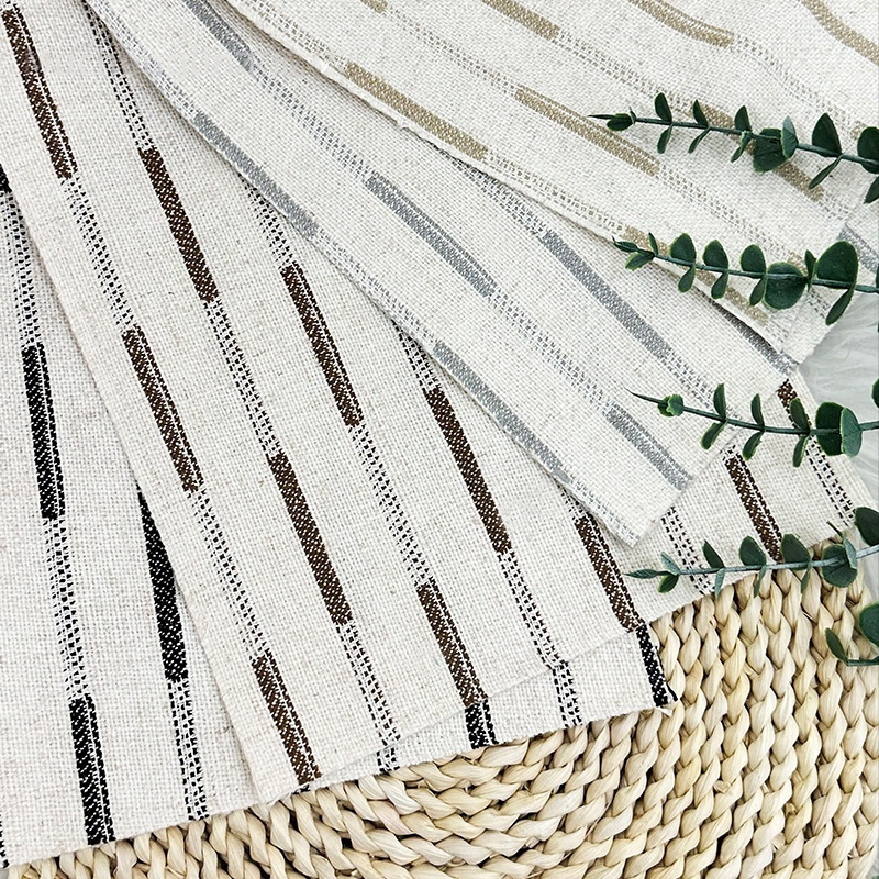Geometric Striped Yarn-Dyed Cotton-Linen Window Sheer, Half Fabric Half Sheer, Vintage Style Linen Curtains for Living Room and Bedroom Floor-To-Ceiling Windows Geometric Striped Yarn-Dyed Cotton-Linen Window Sheer, Half Fabric Half Sheer, Vintage Style Linen Curtains for Living Room and Bedroom Floor-To-Ceiling Windows