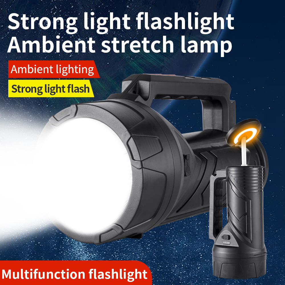 Outdoor Camping Campsite Stretchable Tail Searchlight High Power Strong Light Long Range Flashlight_voghion.com