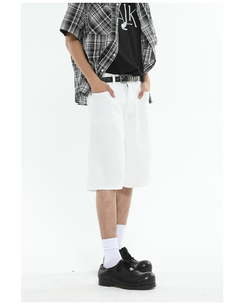 Men's Clothing Men's Casual Wide Leg Five Point Shorts Denim Colorful Loose Straight Leg Half Elastic Waist Summer Style_mkmklike.com