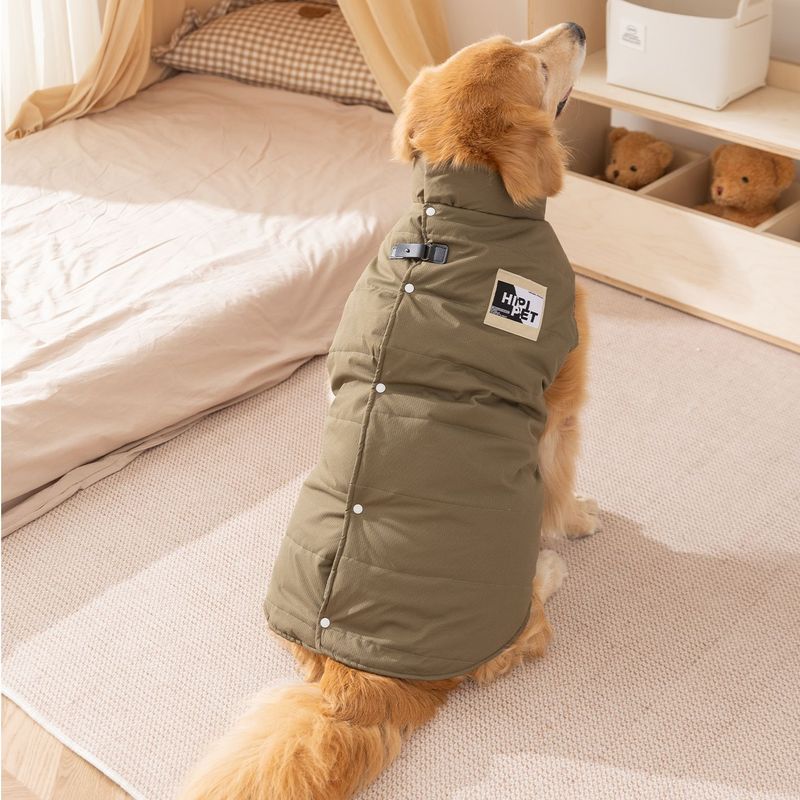 大狗狗宠物衣服秋冬季保暖边牧金毛中大型犬简约冲锋马甲狗狗衣服|undefined