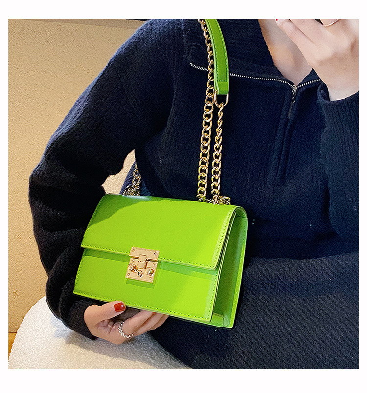 Fashion New Solid Color Lock One-shoulder Square Klein Blue Bag display picture 3