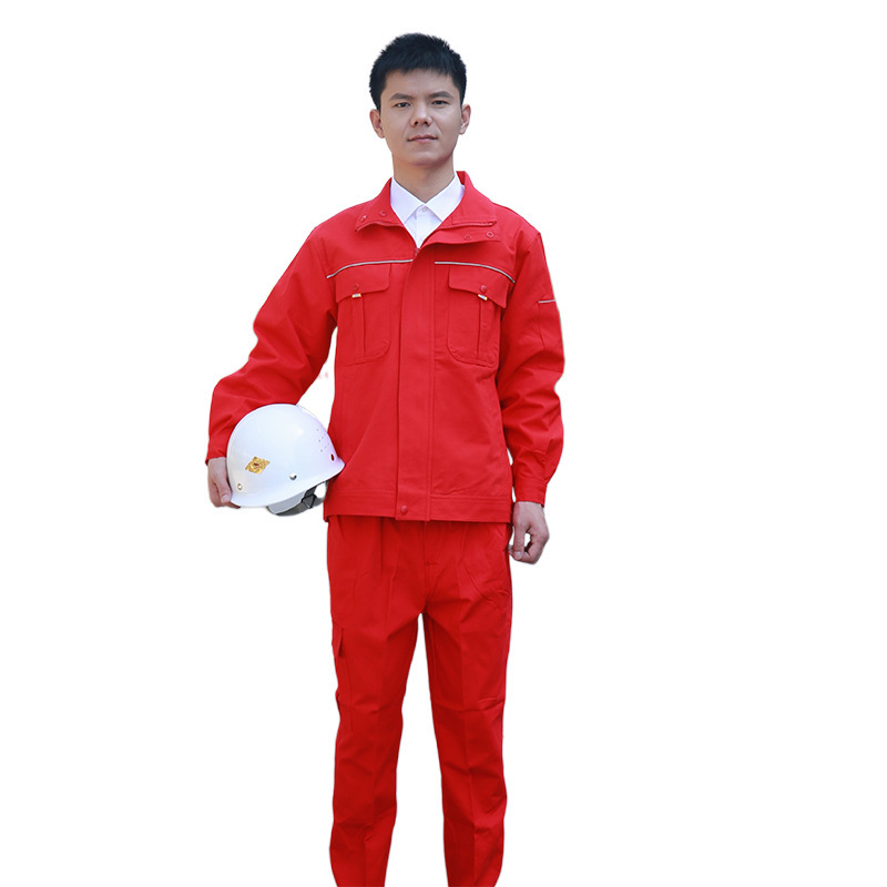 純綿作業服スーツメンズトップススタンドカラー耐摩耗性作業服秋冬綿厚手耐熱溶接作業員労働保護服|undefined