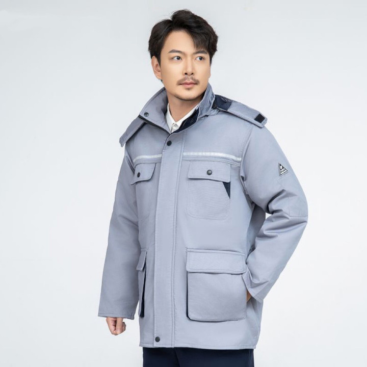 冬用静電気防止綿服 男女兼用 取り外し可能なポリエステル綿服 防寒服 工場作業服 労働保護作業服 綿服|undefined
