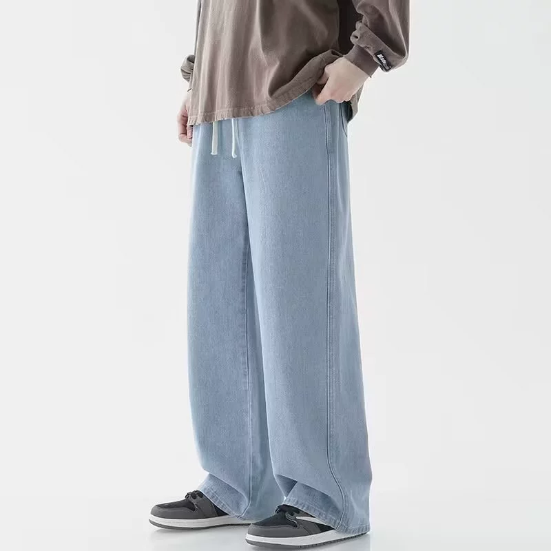 Деми-сезонные джинсы casual, свободный прямой оверсайз крой, плюс сайз S–3XL