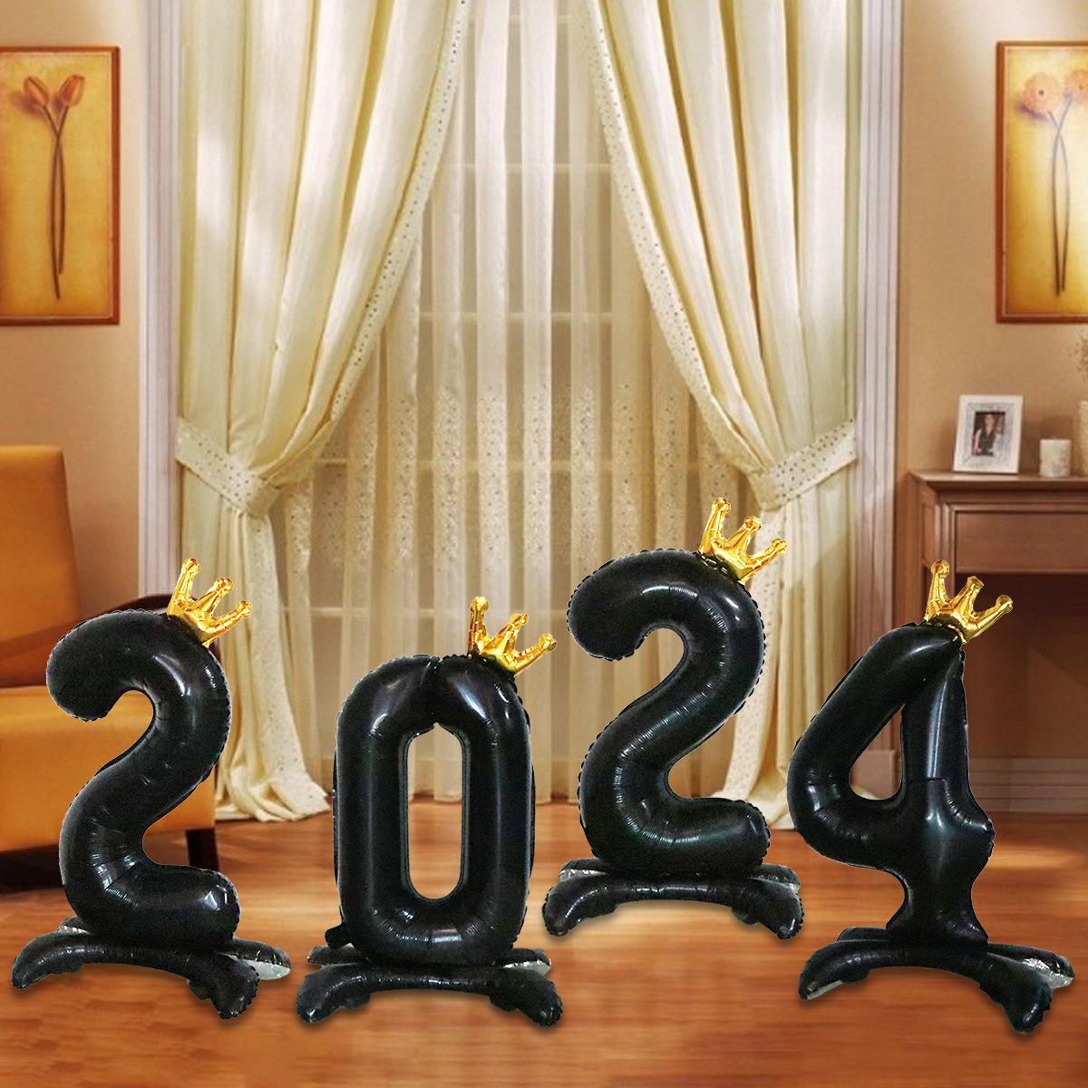 Corona globo digital de pie fiesta de cumpleaños digital escena de decoración de boda película de aluminio de 32 pulgadas globo digital de pie