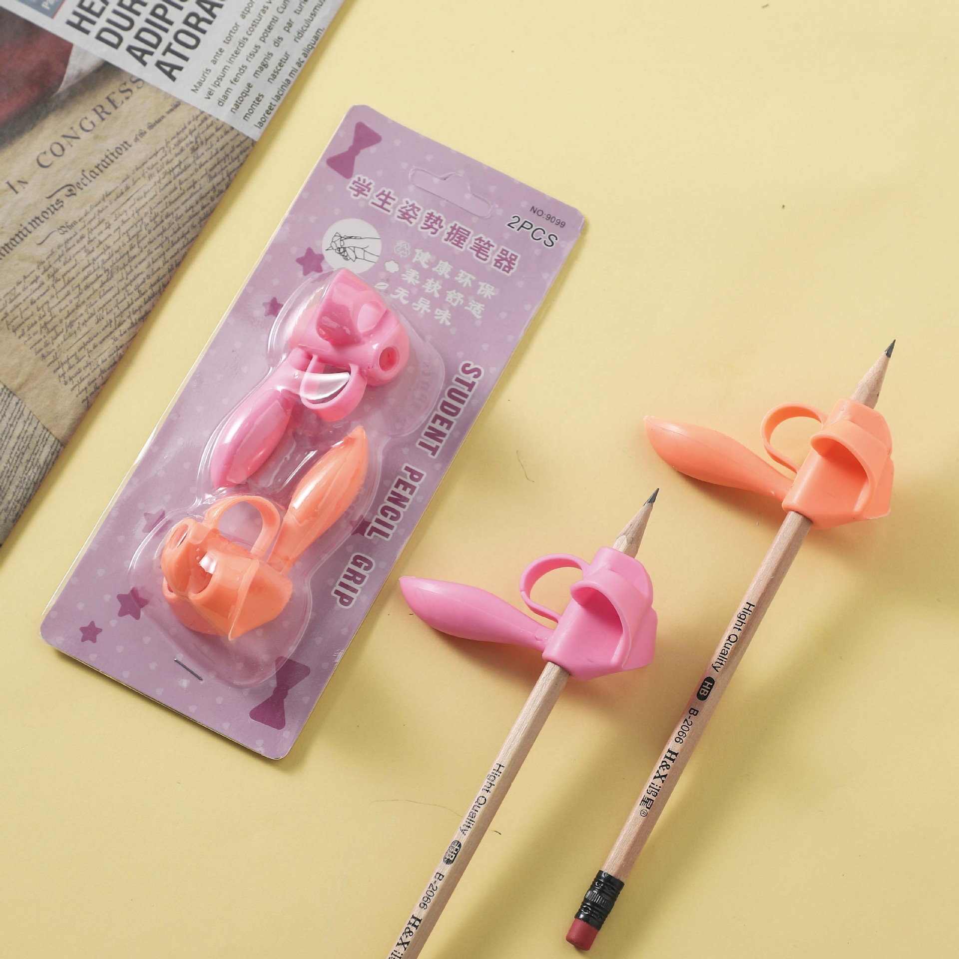 铭强长条硅胶握笔器礼品套装握笔纠正器学生文具姿势工厂电商赠品