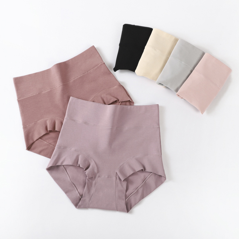 Ropa interior de algodón de cintura alta de las nuevas mujeres 60 algodón peinado más tamaño algodón entrepierna antibacteriano vientre contracción cadera levantamiento escritos