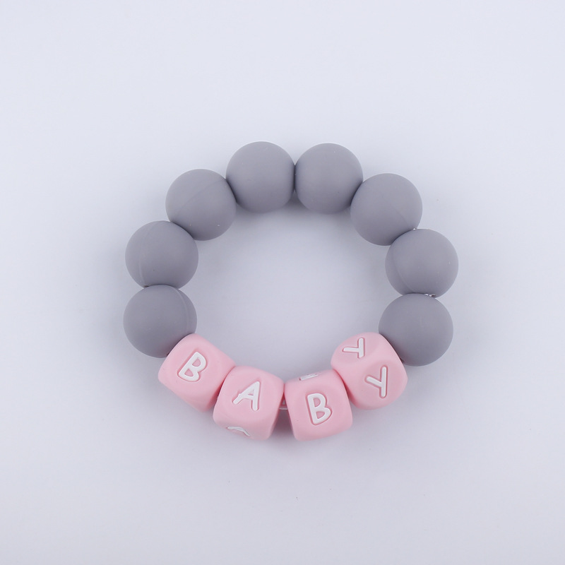 Nuevo bebé suministros mordedor pulsera creativa DIY nombre colorido de silicona letras mordedura juguete