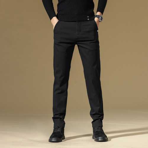 Men's Pure Cotton Casual Pants, Solid Color, New Khaki Color, High-End Straight Leg Pants, Spring Mid-Season Men's Long Pants