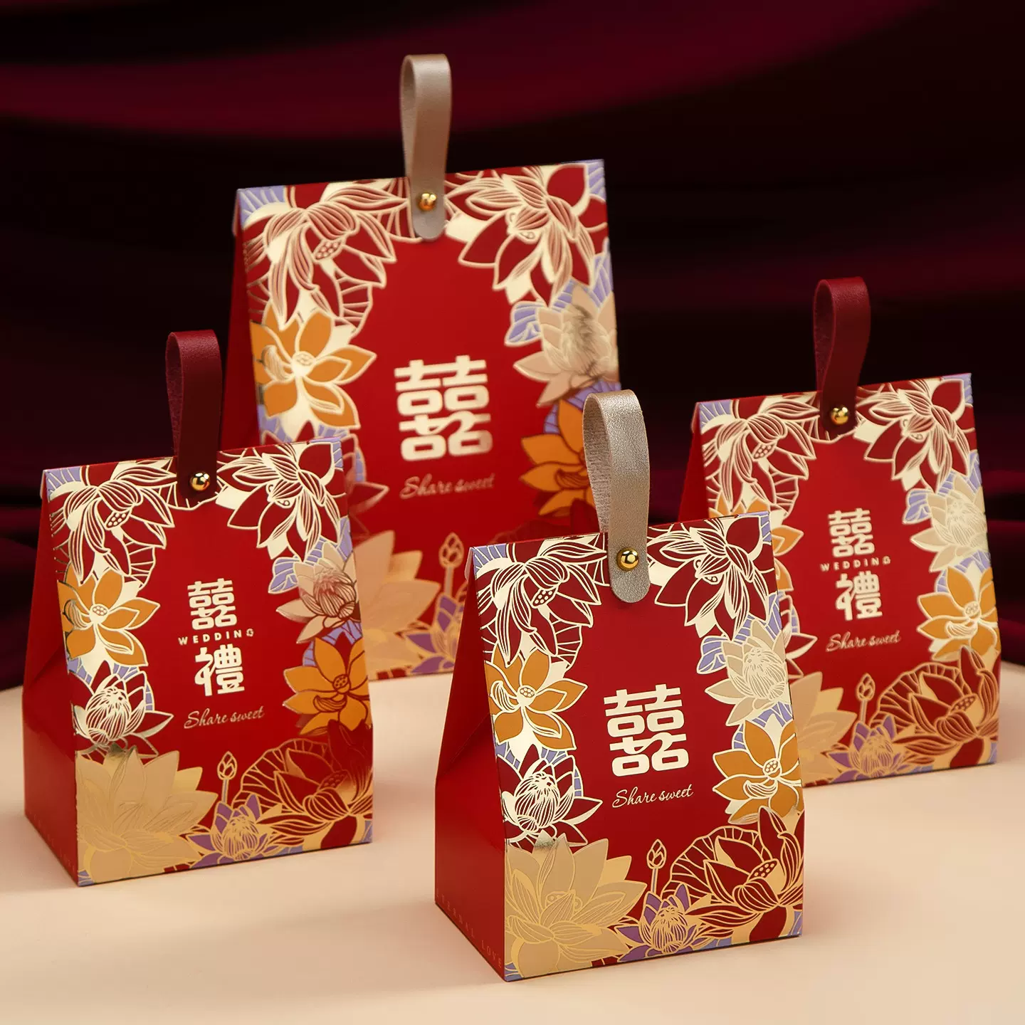 结婚用品大全喜糖盒子中式手提高级感订婚伴手礼品袋糖果礼盒空盒